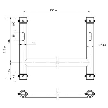 Structures Alu Tube 50mm Black - ConteStage - BT-TRUSS H-Frame BLK 750×415